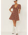 Lush Women's Daisy Print Mini Dress, Rust Copper, hi-res