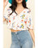 Image #4 - Miss Me Women's Cream Floral Button Down Ruffle Top, , hi-res