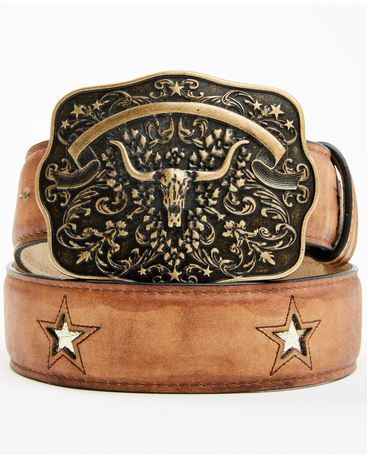 Product Name:  Idyllwind Women's Cordero Longhorn Buckle And Star Cutout Belt