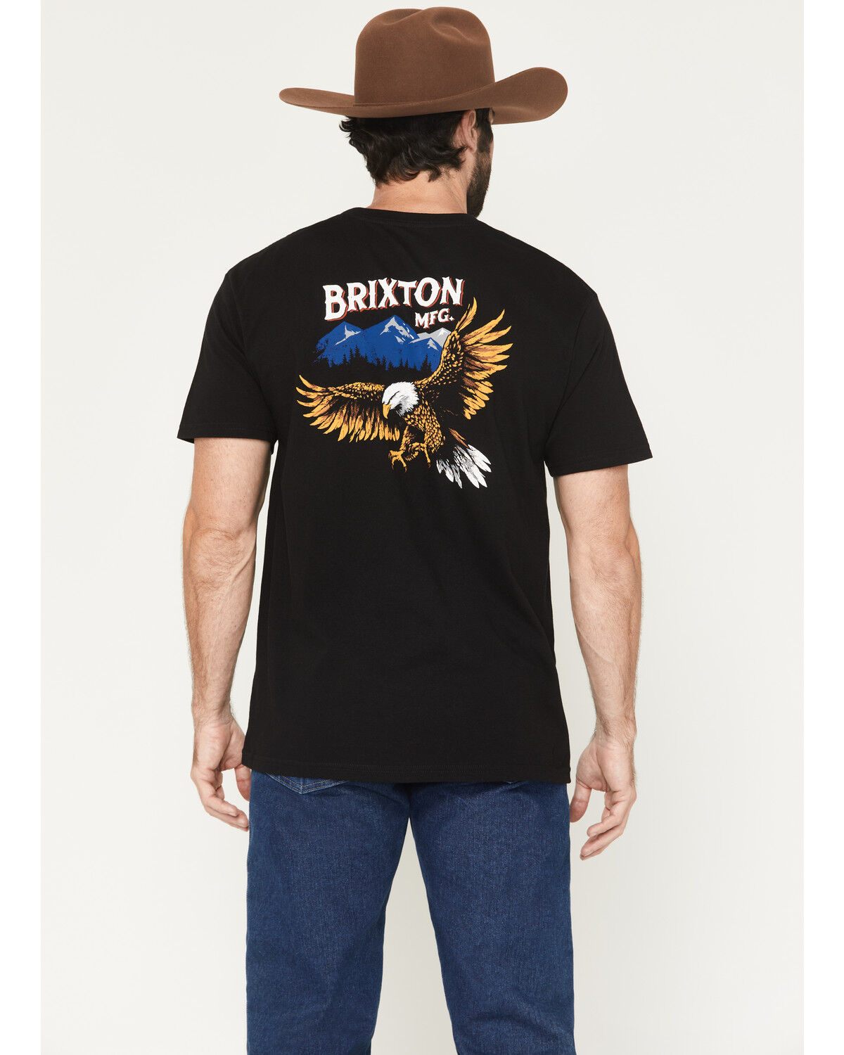 Image #1 - Brixton Men's Boot Barn Exclusive Arise Eagle Short Sleeve Graphic T-Shirt, Black, hi-res