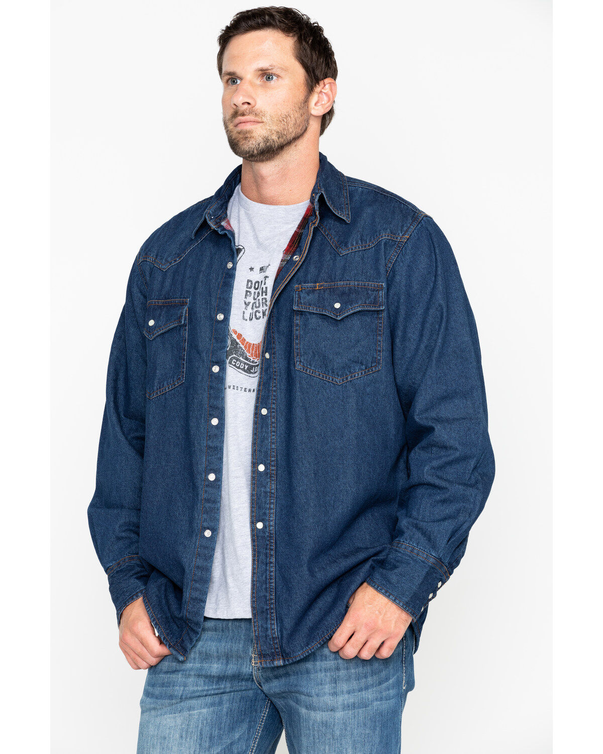 men's flannel lined denim shirt jacket