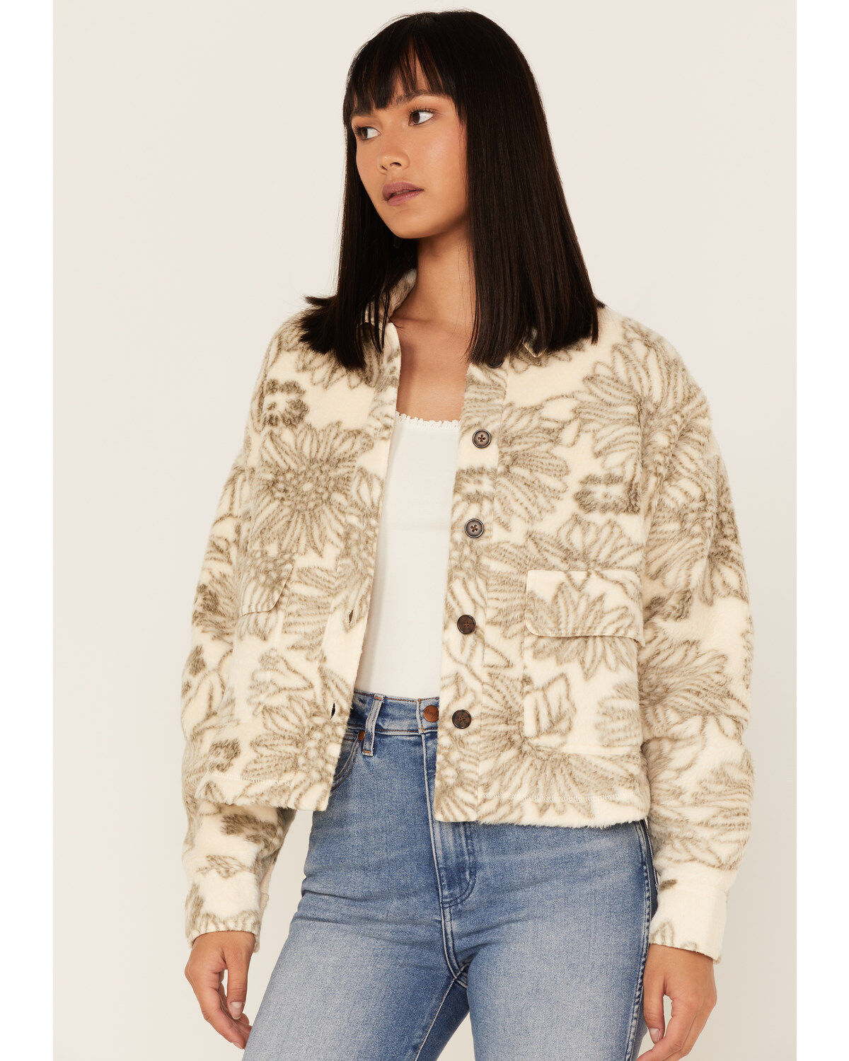 Image #2 - Cleo + Wolf Women's Floral Print Polar Fleece Shacket, , hi-res