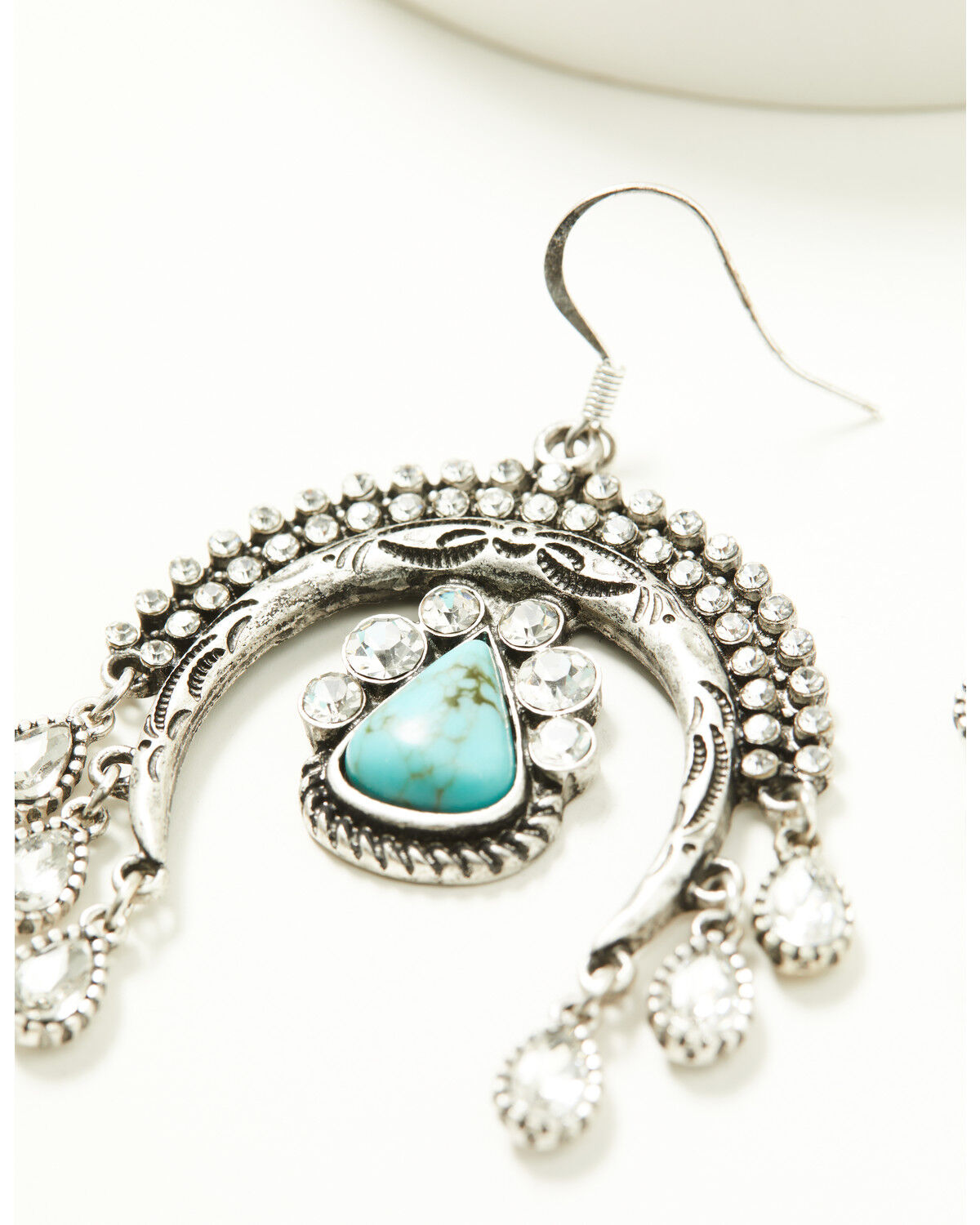 Image #2 - Idyllwind Women's Crescent Squash Blossom Rhinestone Statement Earrings, Silver, hi-res