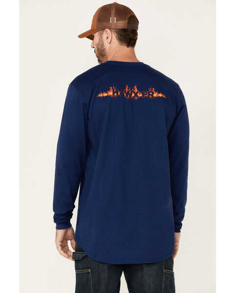 Hawx Men's FR Logo Print Long Sleeve Work T-Shirt , Blue, hi-res