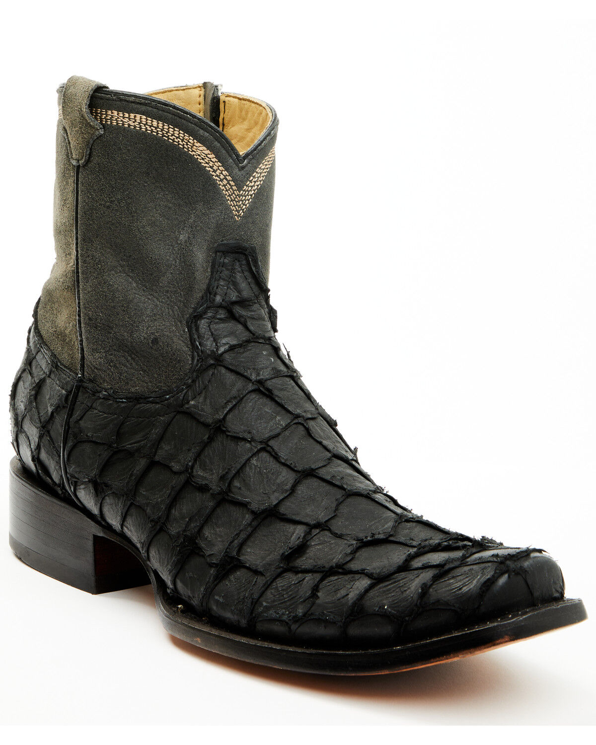 Image #1 - Corral Men's Exotic Pirarucu Western Ankle Boots - Square Toe, Black, hi-res