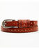 Bed Stu Women's Center Stitch Detail Skinny Leather Belt, Tan, hi-res