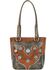 Image #2 - American West Desert Flower Zip Top Tote, Tan, hi-res