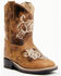 Image #1 - Shyanne Little Girls' Little Bitty Lasy Western Boots - Broad Square Toe, Brown, hi-res