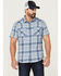 Flag & Anthem Men's Desert Son Cookeville Vintage Large Plaid Short Sleeve Snap Western Shirt , Light Blue, hi-res
