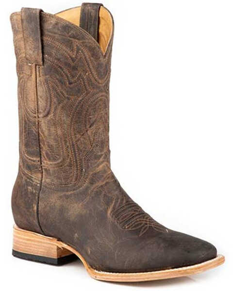 Stetson Men's Roughstock Western Boots - Broad Square Toe, Tan, hi-res