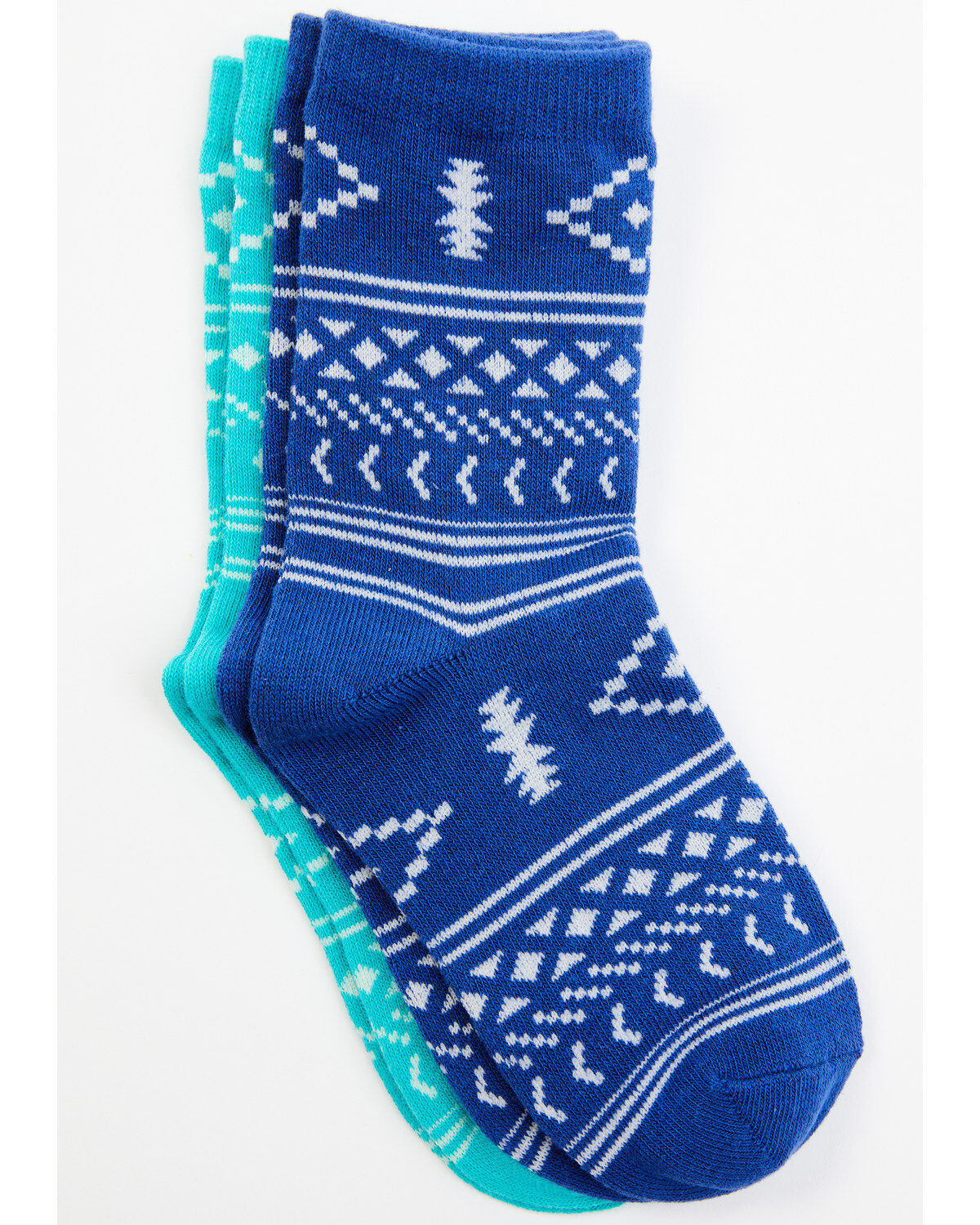 Image #2 - RANK 45® Girls' Southwestern Print Crew Socks - 2-Pack, Multi, hi-res