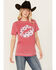 Image #1 - Bohemian Cowgirl Women's Lips Burnout Short Sleeve Graphic Tee, Red, hi-res
