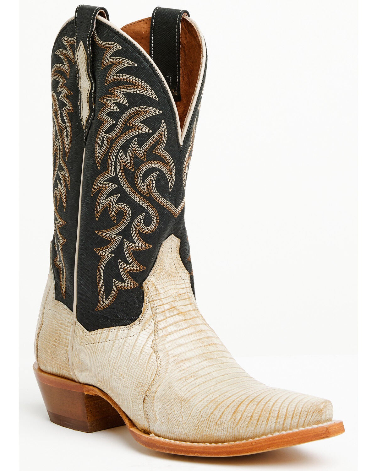 Dan Post Women's Exotic Teju Lizard Western Boots - Snip Toe, Ivory, hi-res