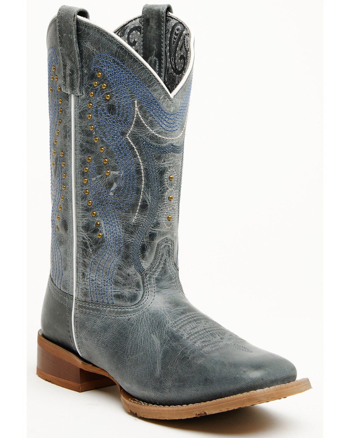 Laredo Women's Chic Western Boots - Broad Square Toe, Blue, hi-res