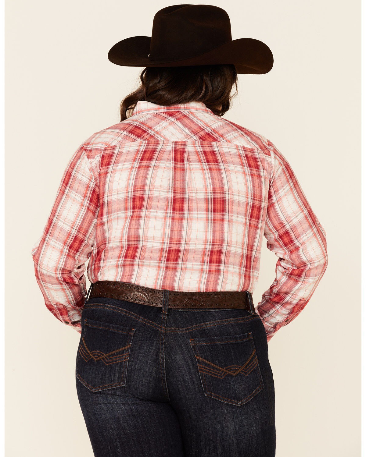 Image #4 - Ariat Women's Billie Jean Plaid Long Sleeve Western Core Shirt - Plus, Red, hi-res
