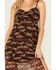 Image #3 - Shyanne Women's Printed Chiffon Sleeveless Slit Midi Dress, Dark Brown, hi-res