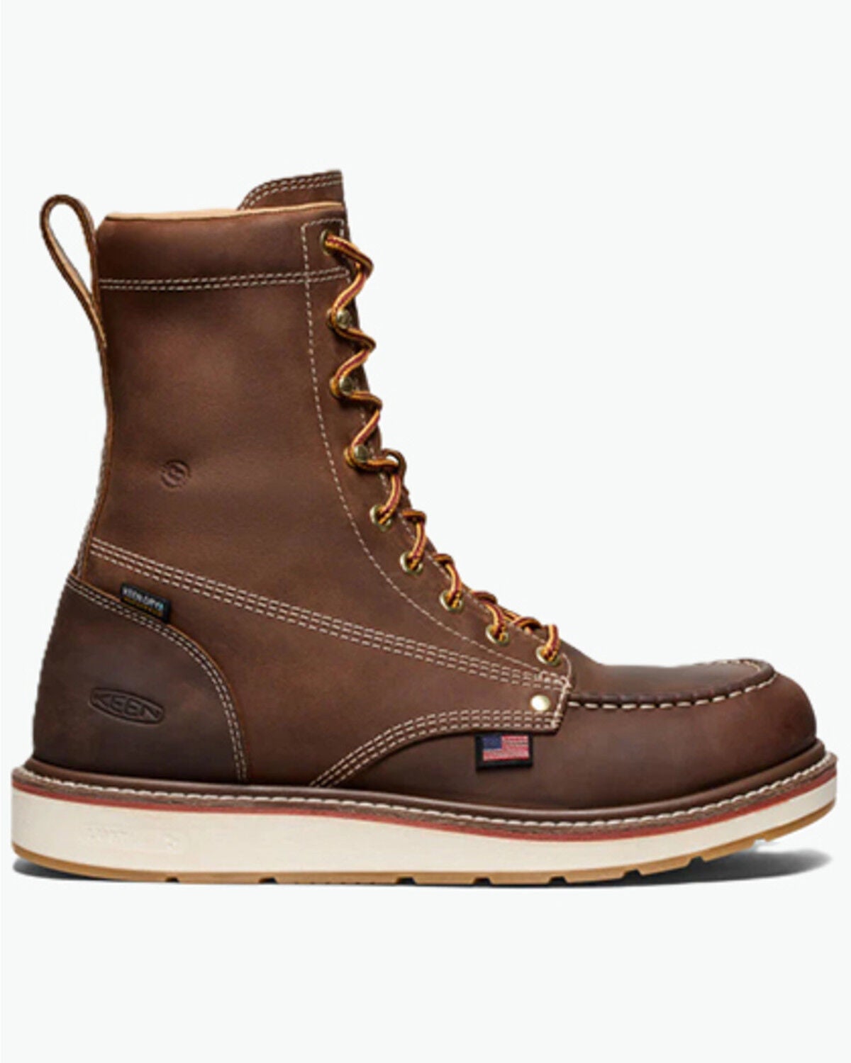 Keen Men's Liberty 8" Waterproof Moc Work Boots - Carbon Toe, Brown, hi-res