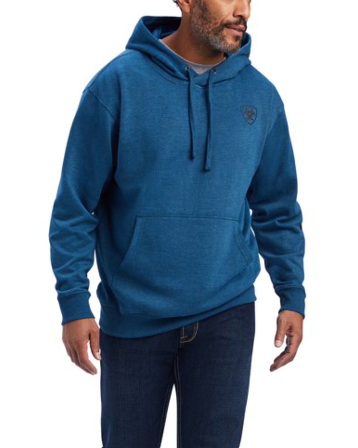 Ariat Men's Logo Graphic Hooded Sweatshirt - Tall, Blue, hi-res