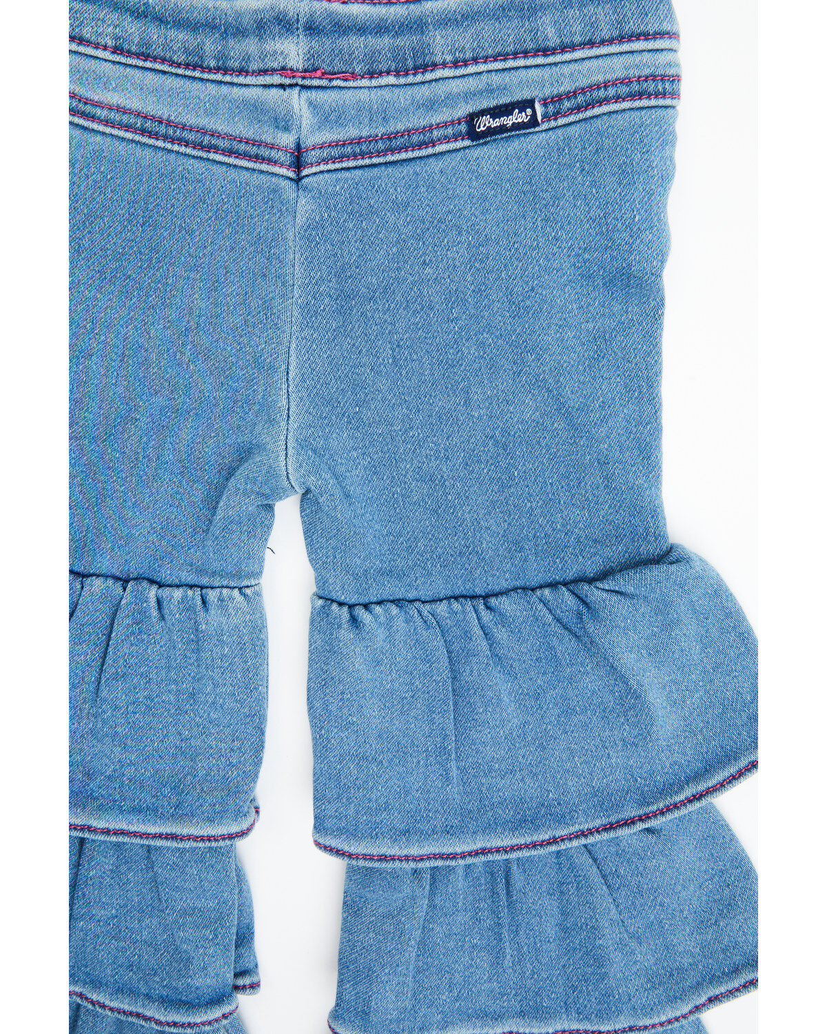 Image #2 - Wrangler Toddler Girls' Makenna Light Wash Tiered Stretch Flare Jeans, Light Wash, hi-res