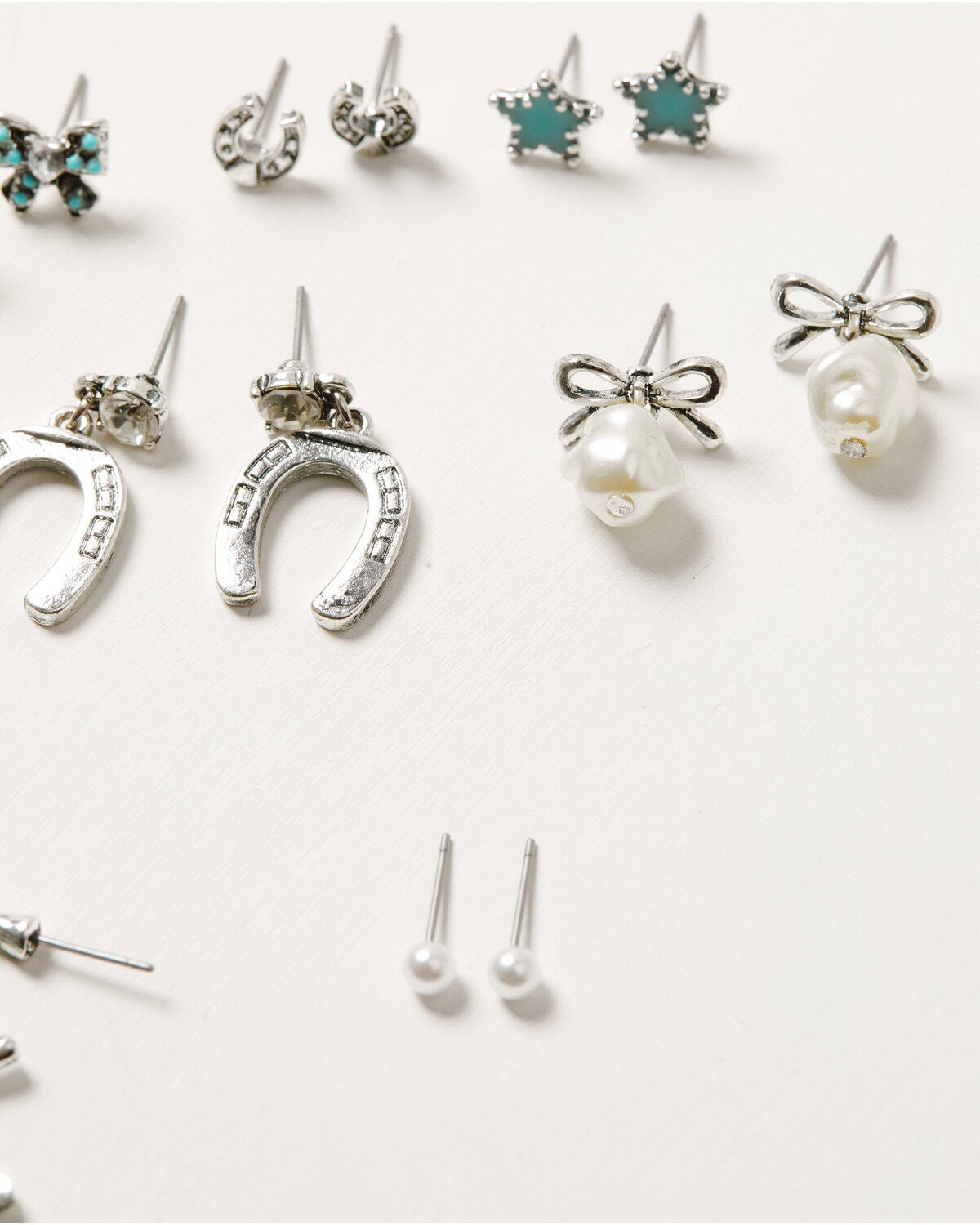 Image #3 - Shyanne Women's Cross, Bow, and Horseshoe Earring Set - 16 Piece, Silver, hi-res