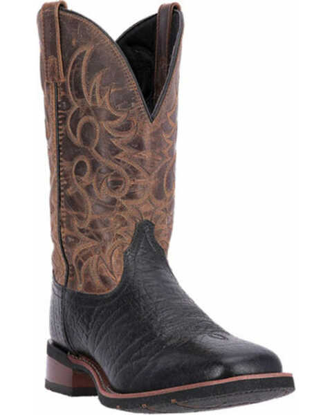Laredo Men's Two Toned Embroidered Western Boots, Black, hi-res