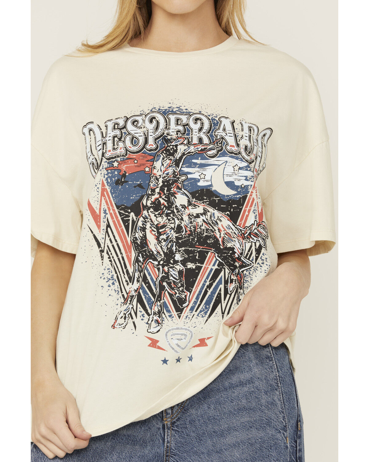 Image #3 - Rock & Roll Denim Women's Desperado Short Sleeve Graphic Tee, Cream, hi-res