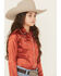 Image #2 - Cruel Girl Girls' Satin Long Sleeve Snap Western Shirt, Red, hi-res
