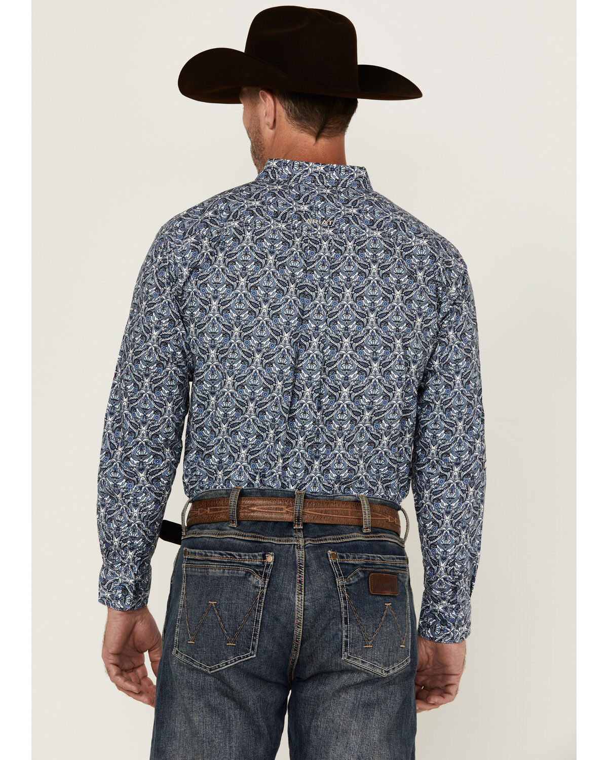 Image #4 - Ariat Men's Team Orlando Medallion Print Logo Long Sleeve Button-Down Western Shirt, Blue, hi-res