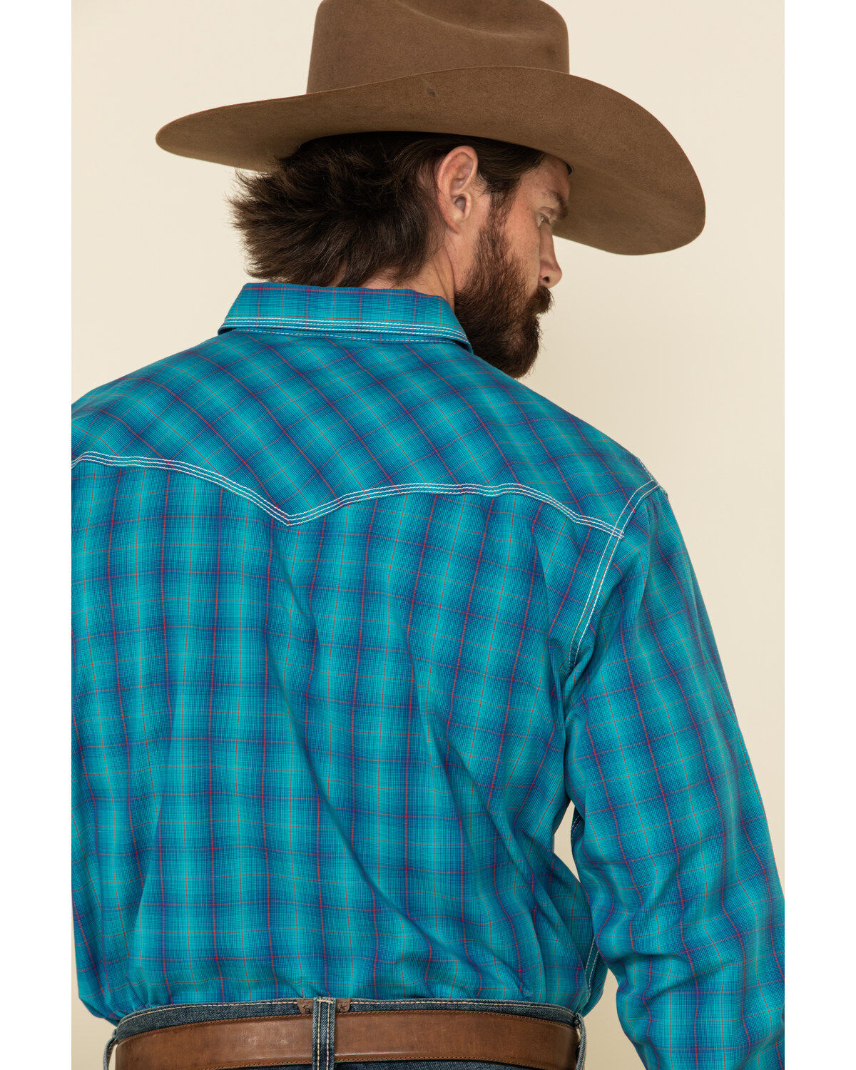 Image #5 - Wrangler 20X Men's Advanced Comfort Plaid Print Long Sleeve Western Shirt, , hi-res