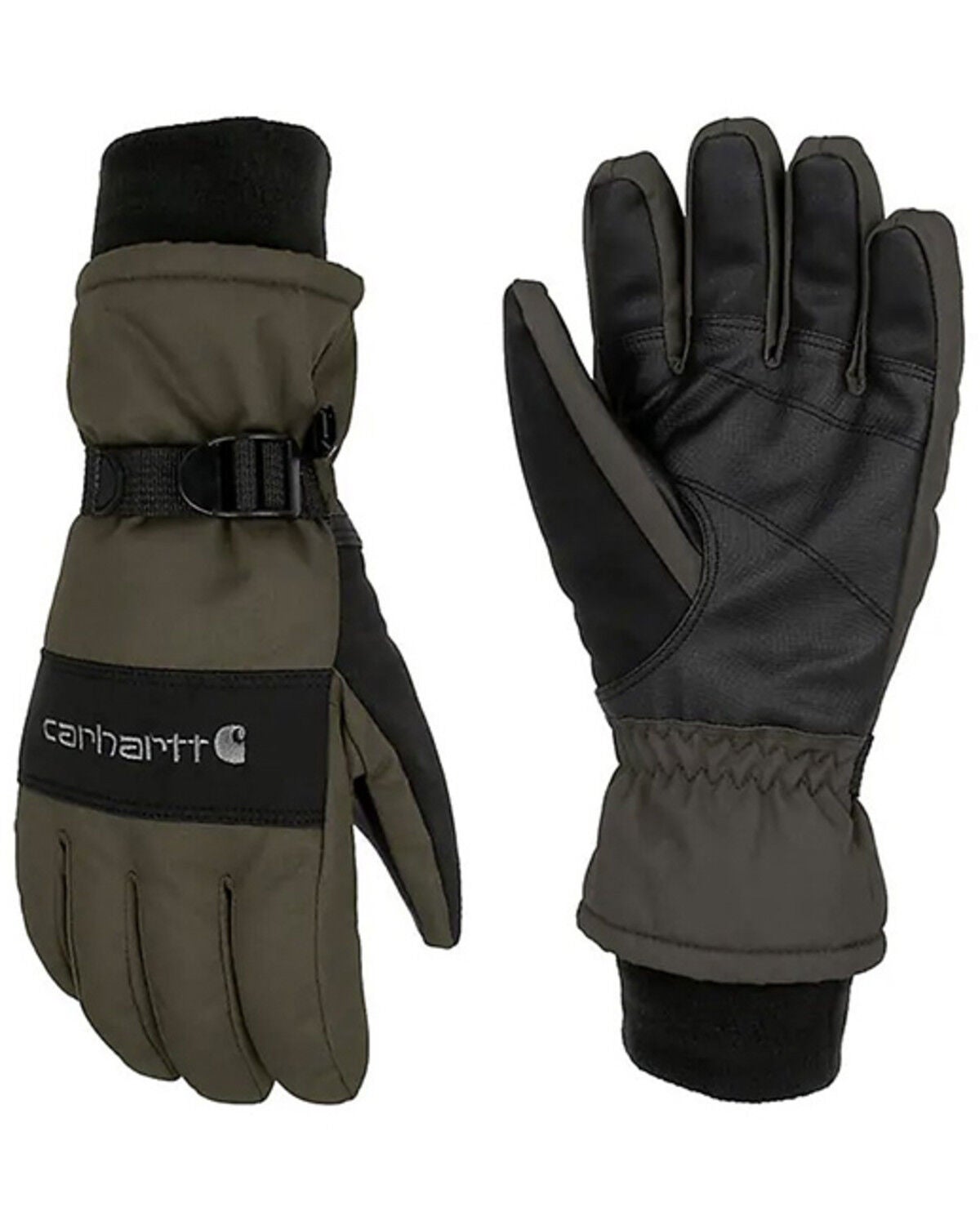 Carhartt Waterproof Insulated Knit Cuff Gloves, Olive, hi-res