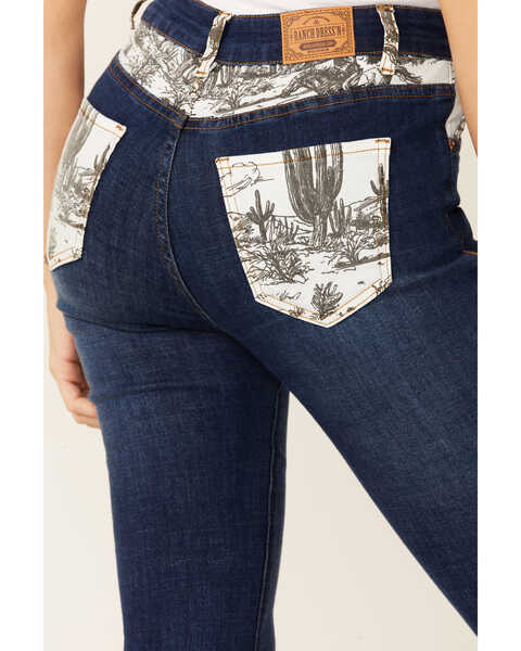 Ranch Dress'n Women's Cactus Print Bootcut Jeans, Blue, hi-res