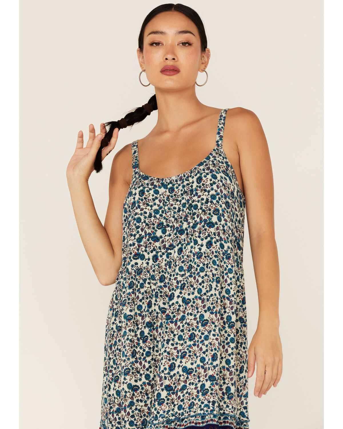Image #2 - Bila Women's Floral Border Print Sleeveless Mini Sundress, Blue, hi-res