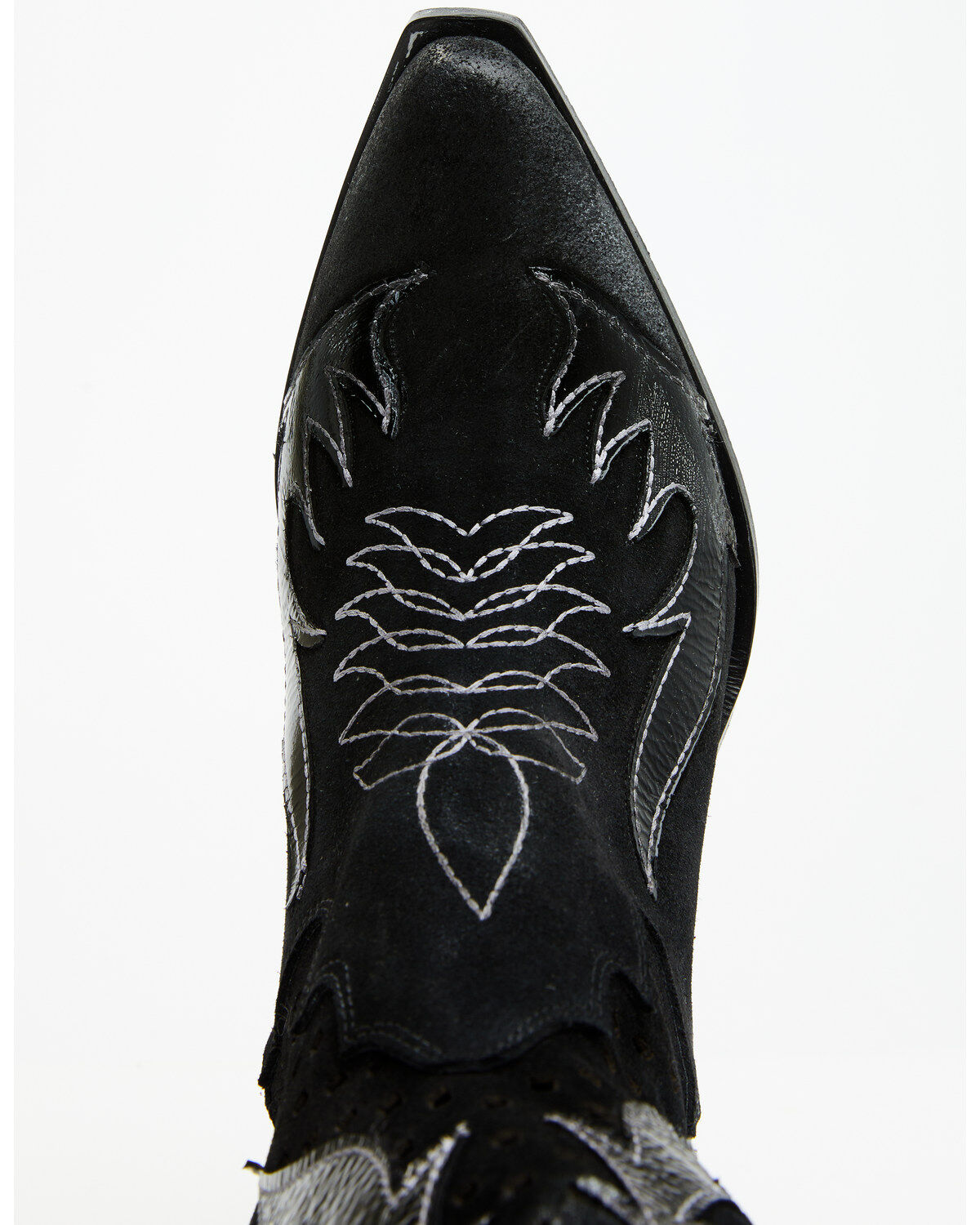 Image #6 - Italian Cowboy Women's Perforated Tall Western Boots - Snip Toe, Black, hi-res