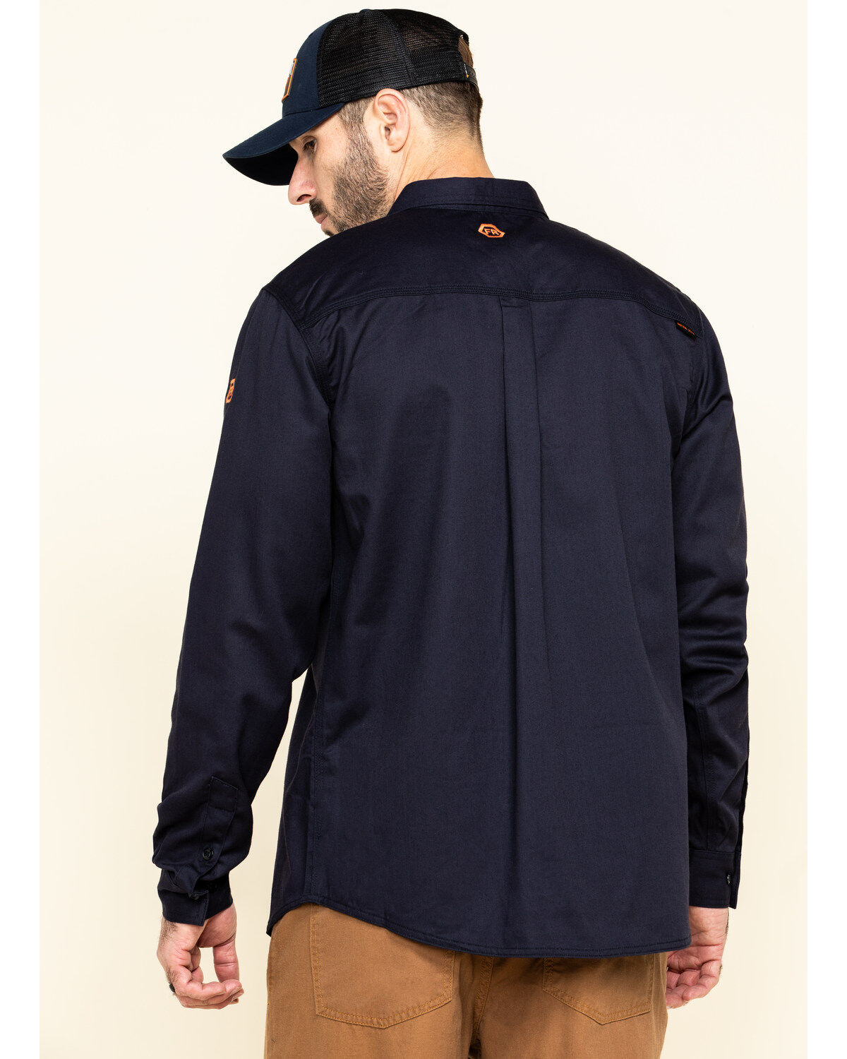 Image #2 - Hawx Men's FR Long Sleeve Button-Down Work Shirt - Big, Navy, hi-res