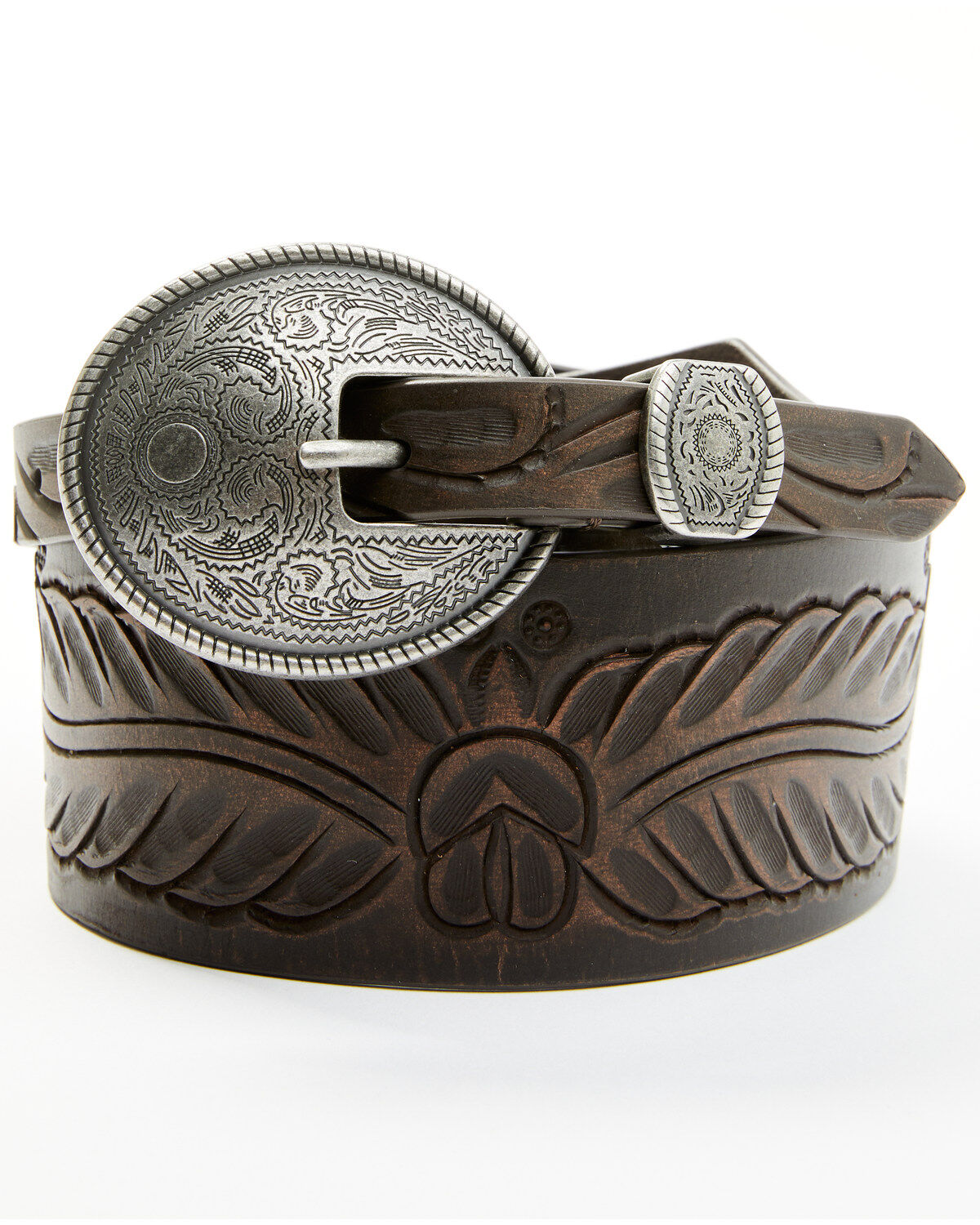 Image #1 - Shyanne Women's Wide Tapered Metal Keeper Belt, Brown, hi-res