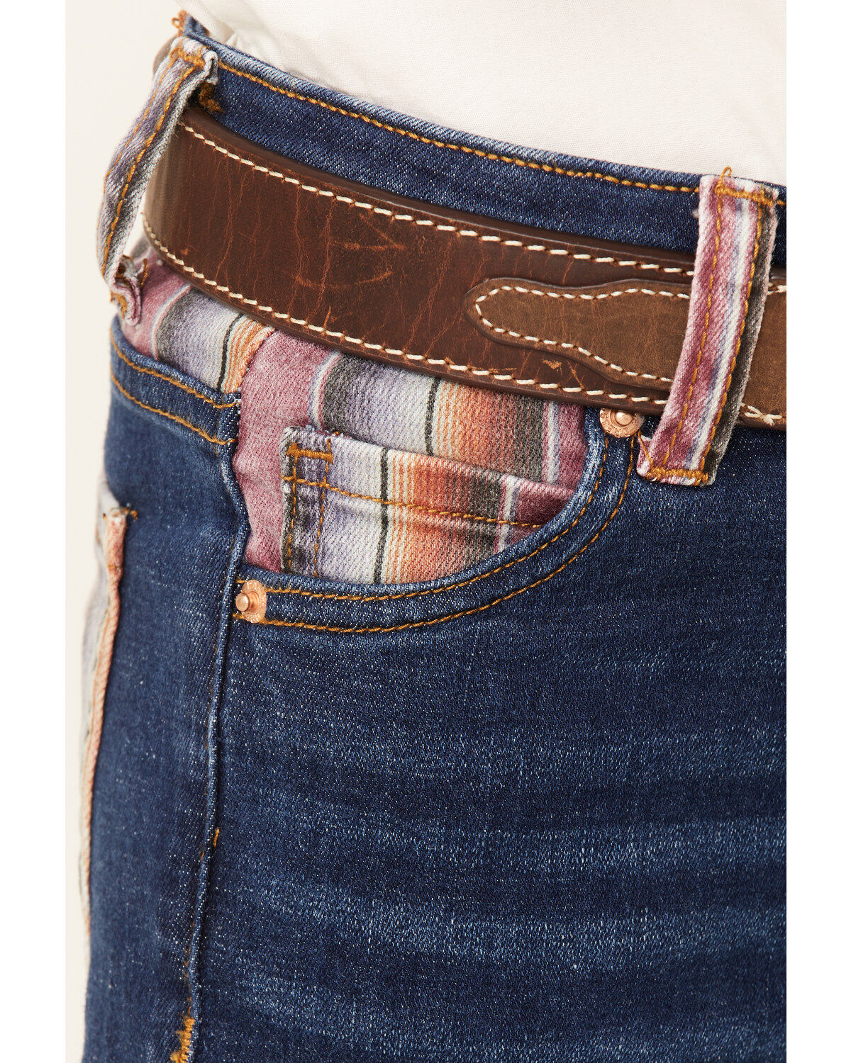 Image #2 - Ranch Dress'n Girls' Serape Pocket Stretch Regular Bootcut Jeans, Blue, hi-res