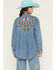 Image #4 - Wrangler X Lainey Wilson Women's Floral Embroidered Long Sleeve Snap Denim Shirt, Blue, hi-res