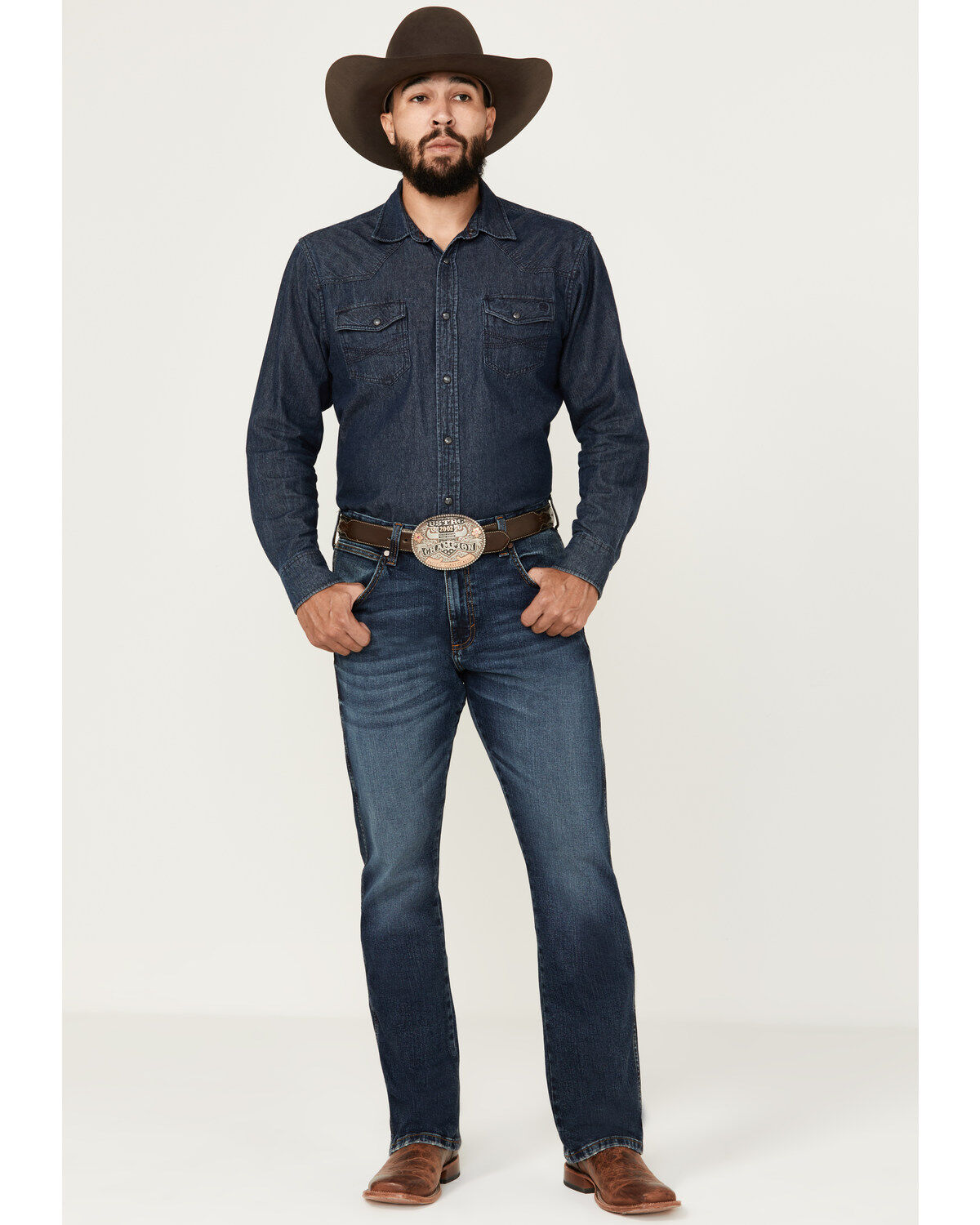 Image #1 - Wrangler Retro Men's Elwick Dark Wash Slim Bootcut Stretch Denim Jeans, Dark Wash, hi-res