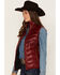 Image #2 - Leatherwear by Scully Women's Quilted Leather Vest, Red, hi-res
