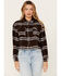 Image #1 - Cleo + Wolf Women's Cropped Plaid Print Flannel Shirt, Chocolate, hi-res