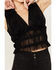 Beyond The Radar Women's Mesh Shirred Tank, Black, hi-res