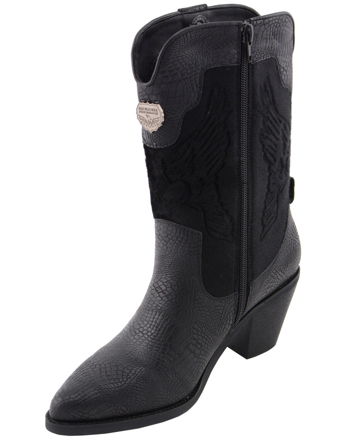 Image #2 - Milwaukee Leather Women's Snake Print Western Boots - Round Toe, Black, hi-res