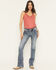Image #3 - Miss Me Women's Medium Wash Mid Rise Cow Skull Pocket Bootcut Stretch Denim Jeans, Medium Wash, hi-res