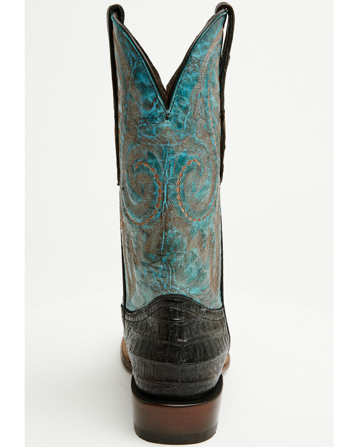 Image #5 - Tanner Mark Men's Caiman Print Western Boots - Broad Square Toe, Black, hi-res