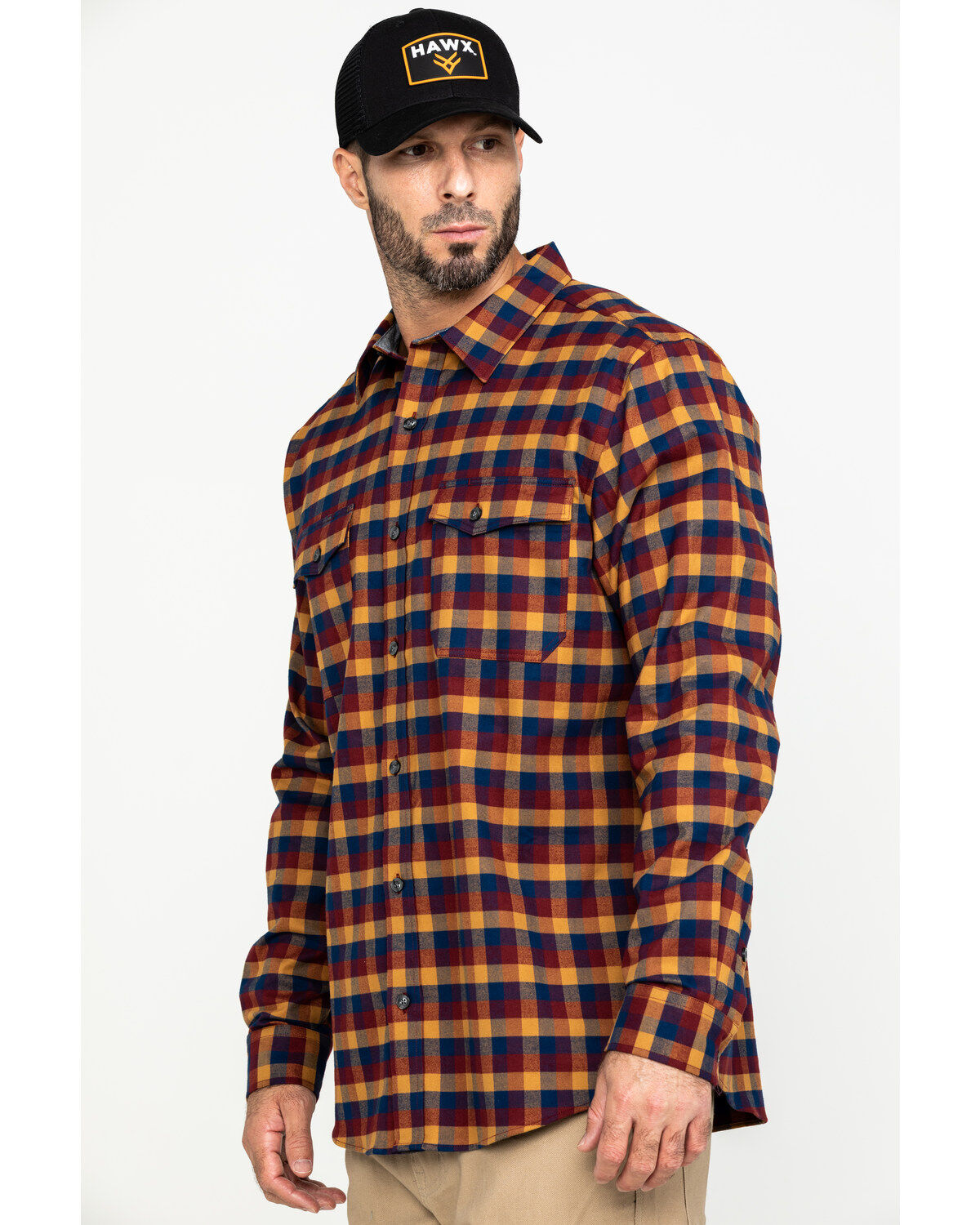 Image #1 - Hawx Men's Multi Fashion Stretch Plaid Flannel Long Sleeve Work Shirt , , hi-res
