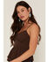 Image #2 - Originality Women's Emma Solid Sleeveless Peplum Tank Top, Brown, hi-res