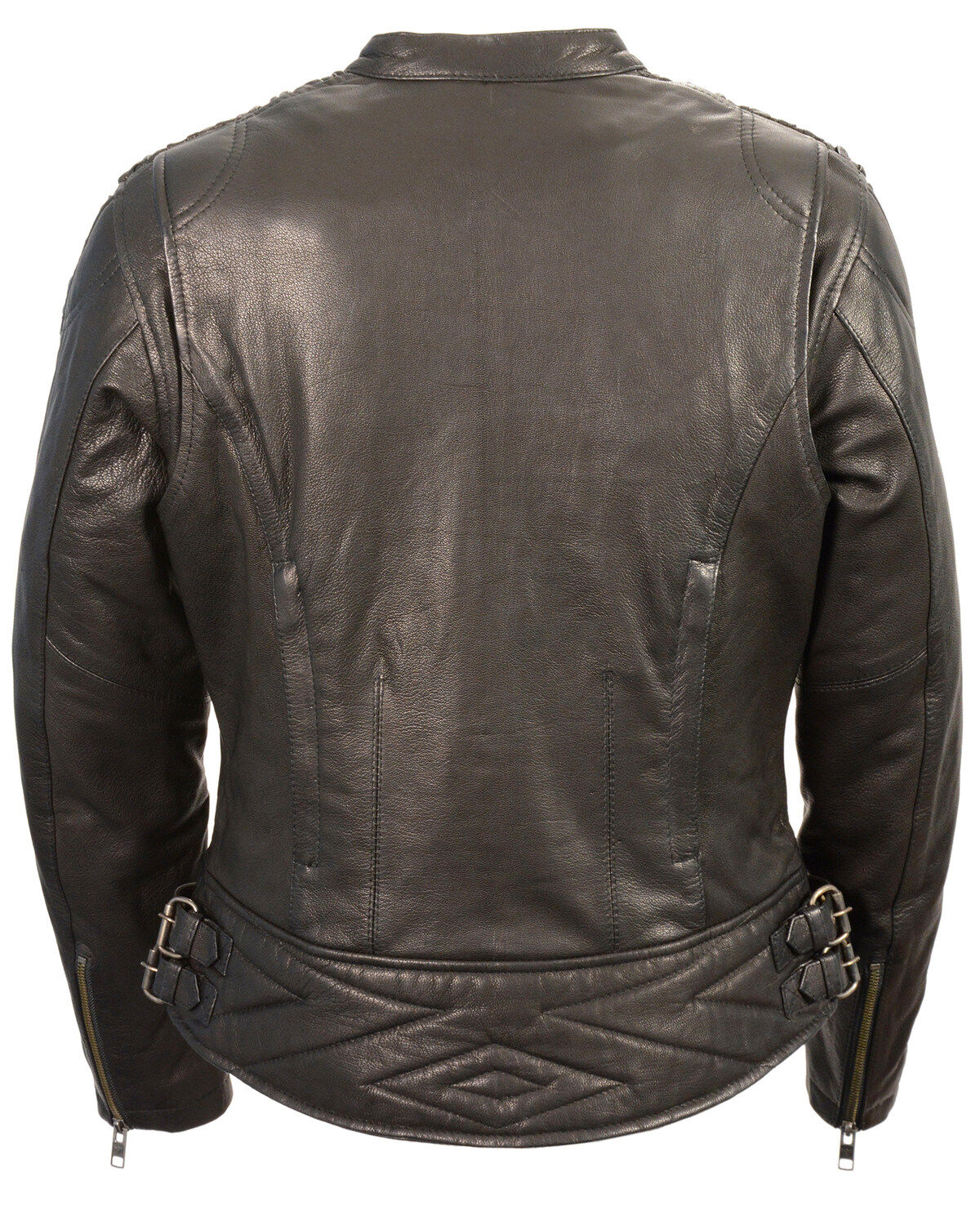Image #3 - Milwaukee Leather Women's Crinkle Arm Lightweight Racer Leather Jacket, Black, hi-res