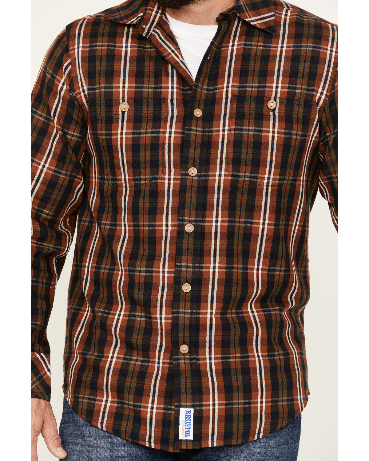 Image #3 - Resistol Men's Lamar Plaid Button Down Western Shirt, Rust Copper, hi-res