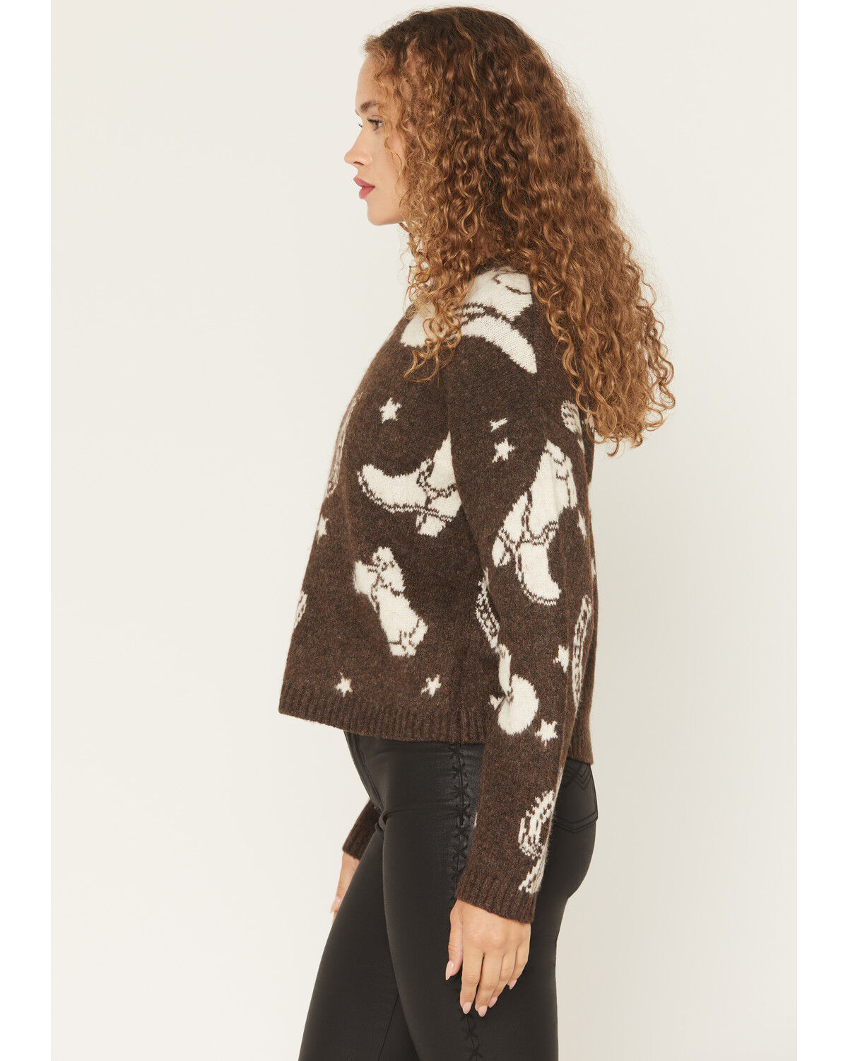 Image #2 - Idyllwind Women's Saddleridge Western Conversation Print Sweater, Pecan, hi-res