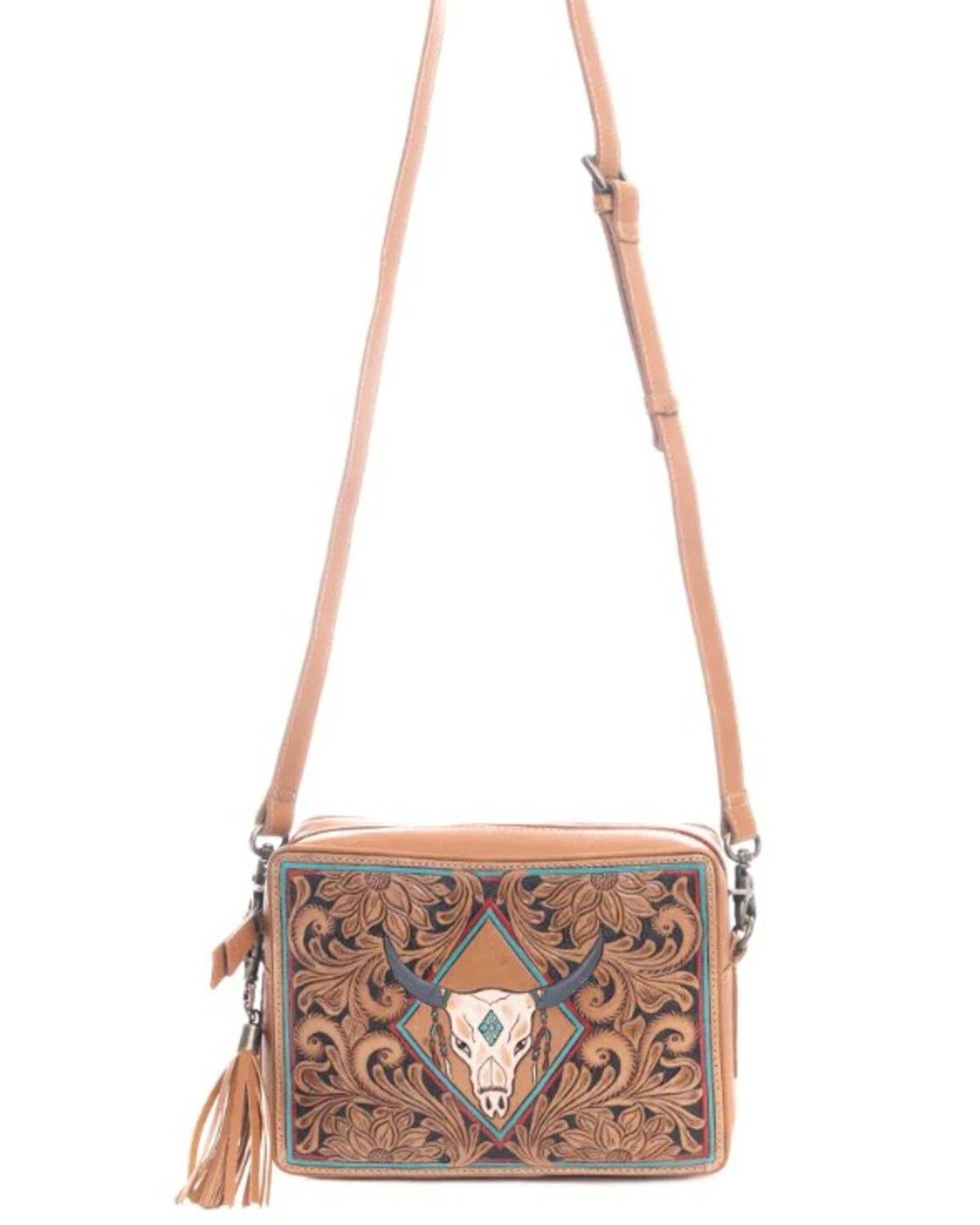 Product Name:  Myra Bag Women's Age Of The Steer Hand Tooled Crossbody Bag